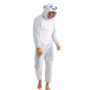 L • Briefly Stated • Men's Light Blue and White Yeti (Abominable Snowman) Onesie